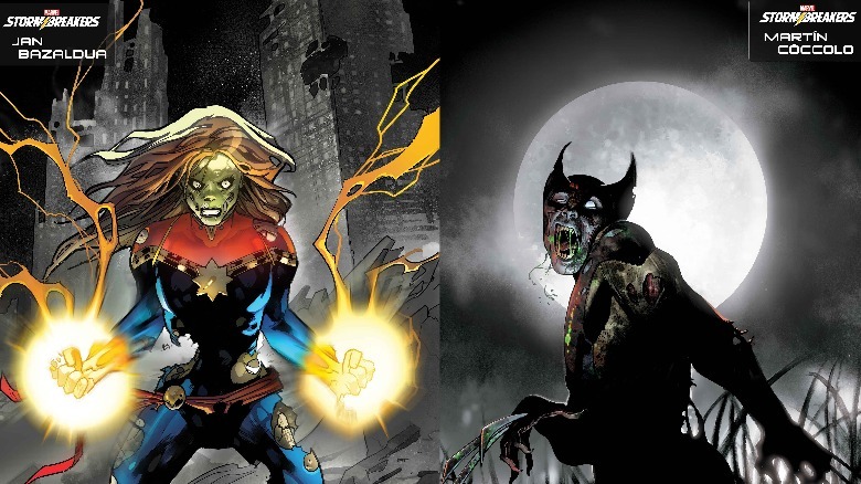 Captain Marvel and X-Men Zombie variant covers