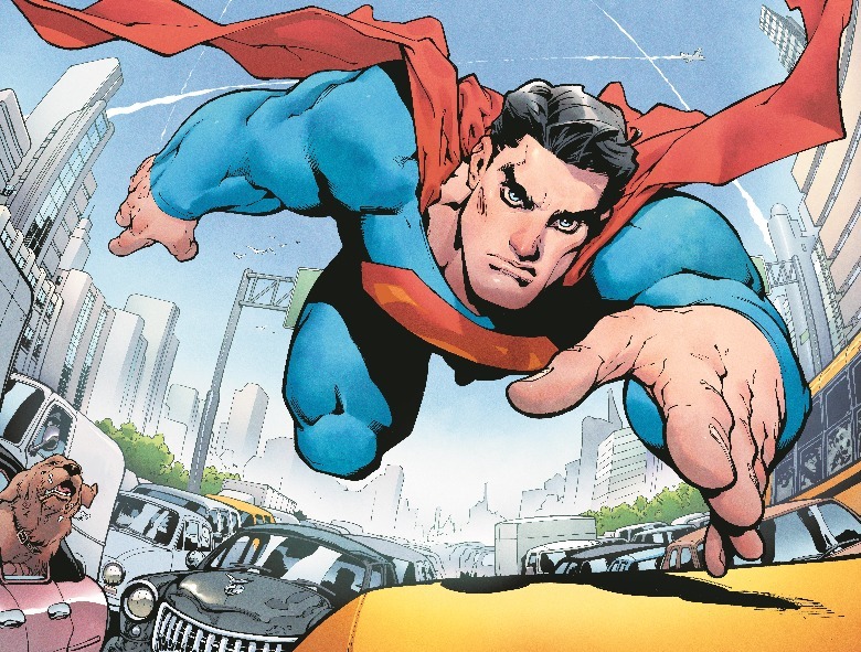 Superman flying in the air